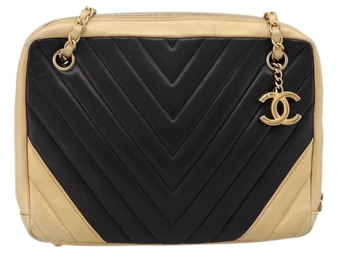 Chanel Camera Chevron Lambskin Medium Beige
