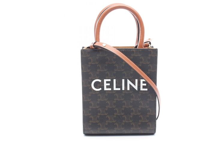 Céline Saco Cabas Triomphe Vertical Small Celine Marrom Preto