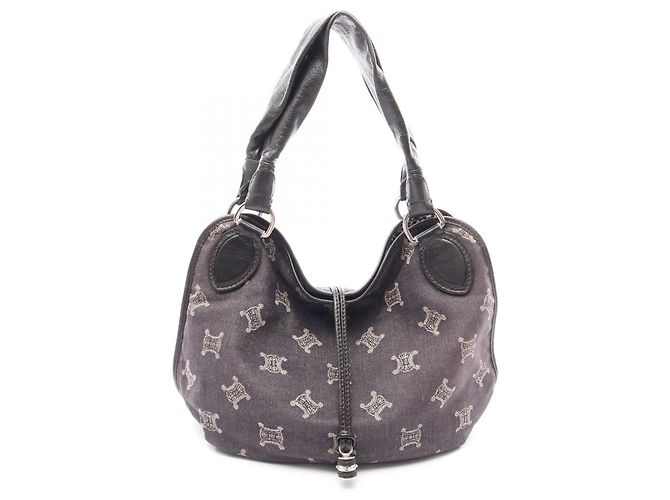 Céline Bolsa Celine Bittersweet Paris Macadam Marrom Azul marinho