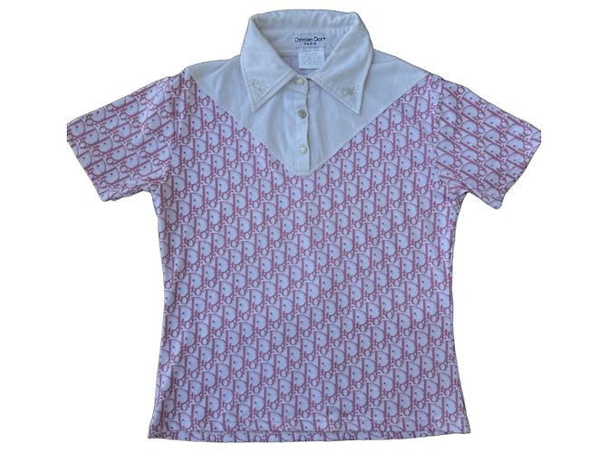 Polo Christian Dior Monogramma Oblique Rosa y Blanco