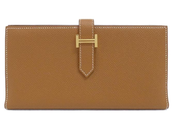Hermès Portefeuille long Hermes Bearn Soufflé Marron Doré