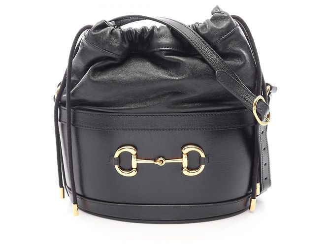 Borsa a secchiello Gucci Horsebit Nero