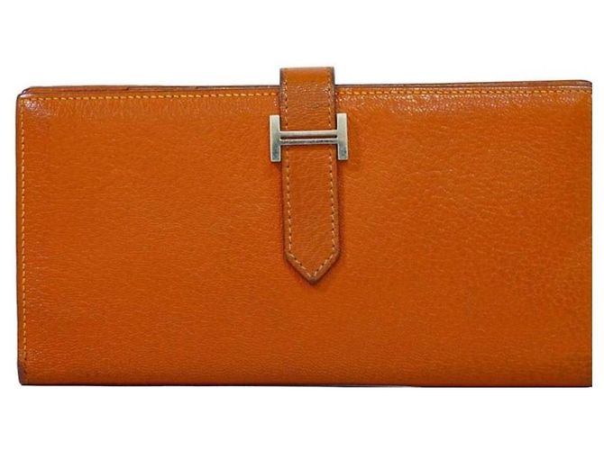 Béarn Hermès Bearn Souffle Geldbörse orange H
