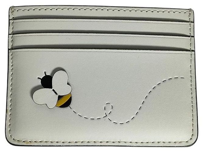 kate spade new york Bee Appliqué Smooth Leather Card Case White Eggshell