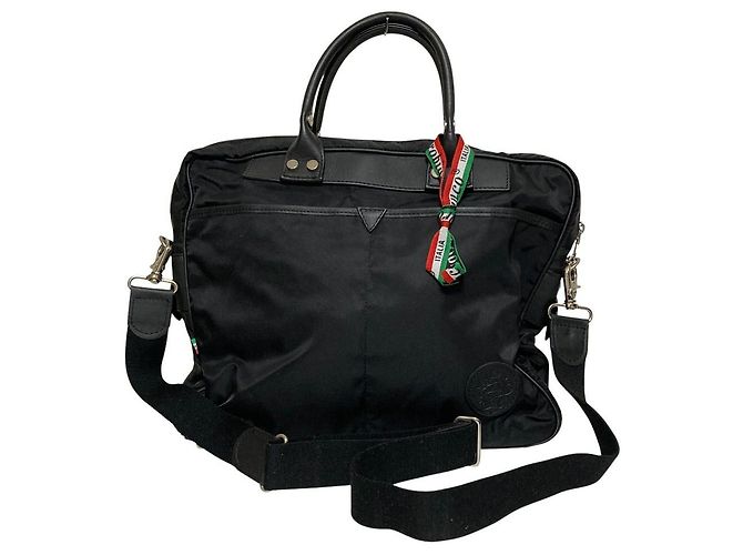 Autre Marque Pasta Orobianco em nylon e couro Preto