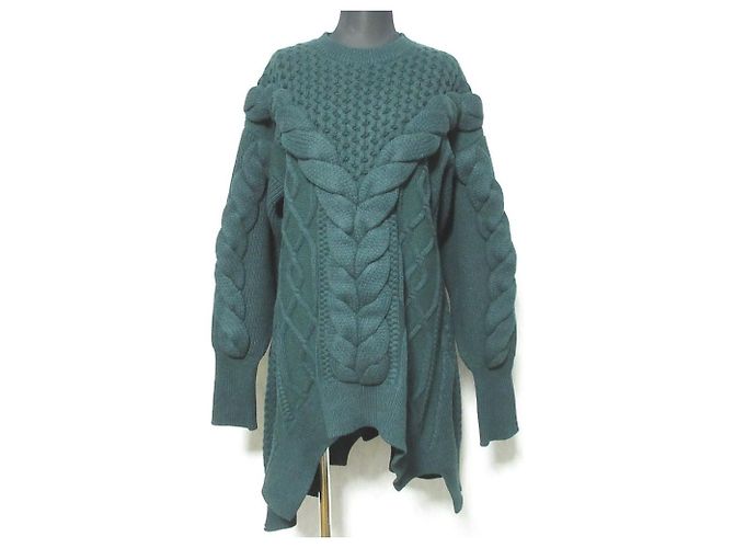 Autre Marque nagonstans Asymmetrischer Zopfstrickpullover Grün