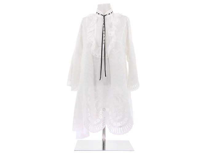 Zimmermann Besticktes Leinenkleid Weiß