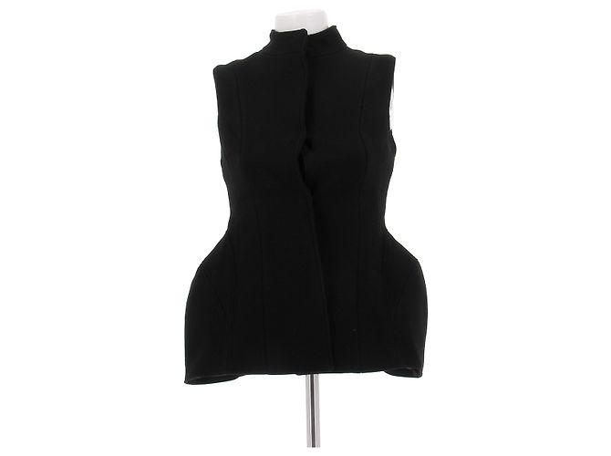 Autre Marque Blazer sem mangas preto em lã