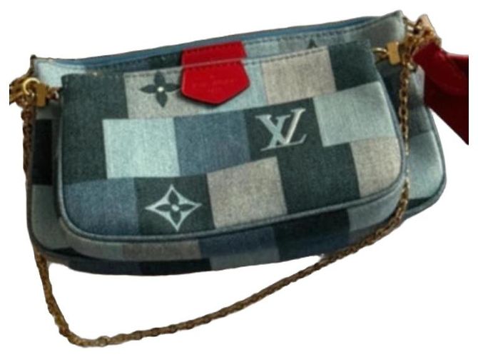 Louis Vuitton Borsa a Tracolla Denim Monogram Blu Multicolore Taupe