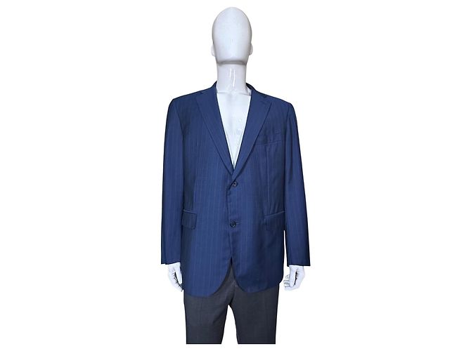 Autre Marque Boggi Milano Pinstripe Wool Blazer Blue