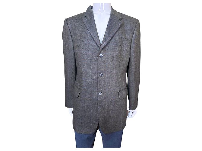 Yves Saint Laurent Wool Blend Blazer Brown Blue Multiple colors Grey