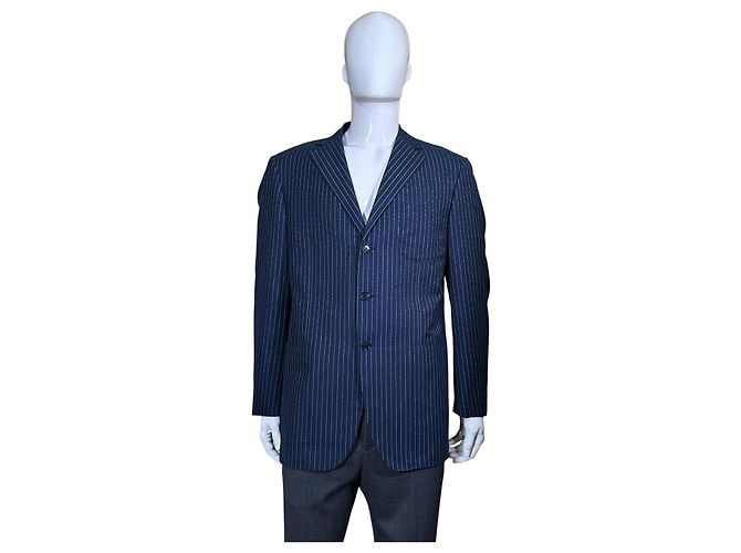 Autre Marque Blazer gessato Pal Zileri Bianco Blu scuro