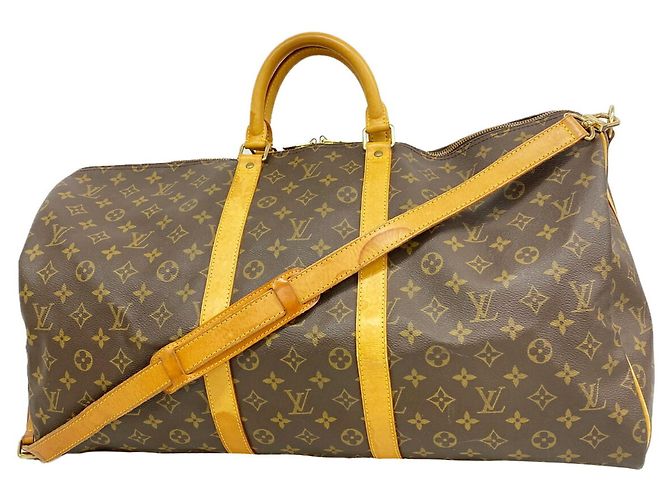 Louis Vuitton Boston Monogram Keepall Bandoulière 55 Marrone