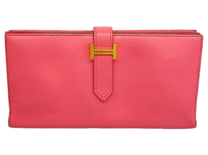 Hermès Hermes Bearn Soufflé Long Wallet Pink
