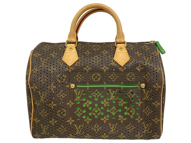 Borsa Louis Vuitton Monogram Perfo Speedy 30 Marrone Verde