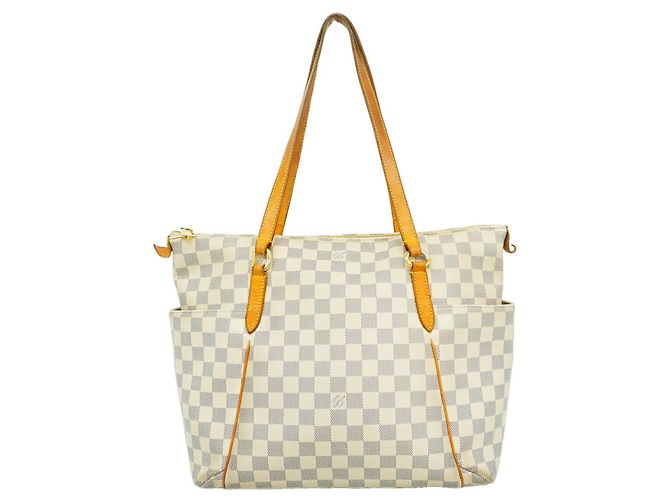 Borsa Tote Louis Vuitton Damier Azur Totally MM Bianco