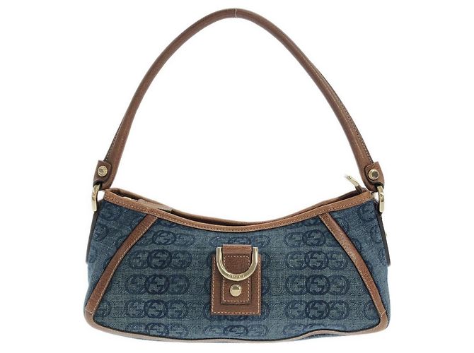 Borsa a tracolla Gucci 130939 in denim Marrone Blu