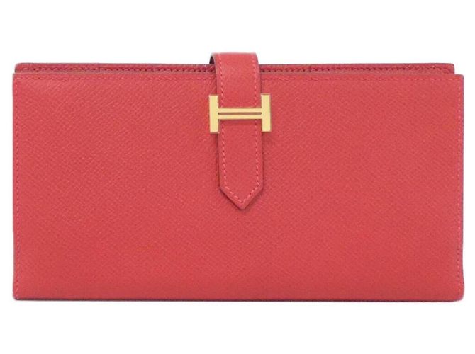Hermès Hermes Bearn Soufflé Long Wallet Red