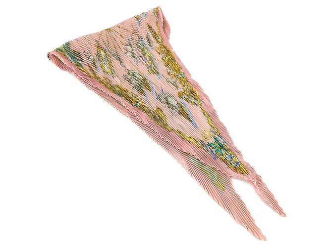 Hermès Bufanda Muffler plisada de seda rosa Hermes