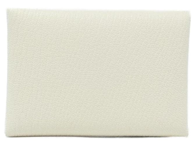 Hermès Hermes Calvi Duo Coin Purse White