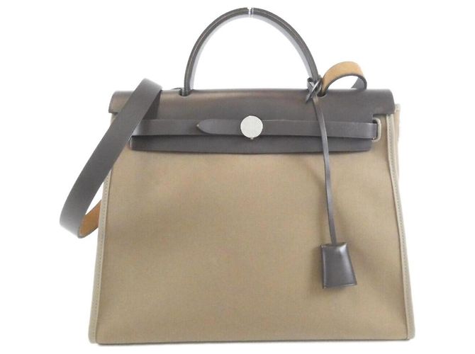 Hermès Hermes Herbag Zip PM Handbag Taupe Damier ebene