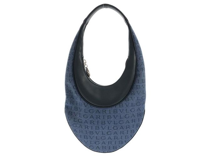 Bulgari Bolsa de ombro Bvlgari em denim azul e couro