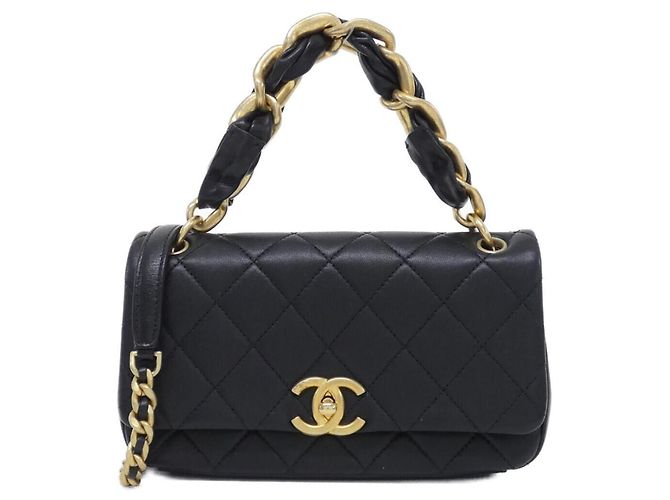 Borsa Chanel AS2388 in pelle d'agnello nera Nero