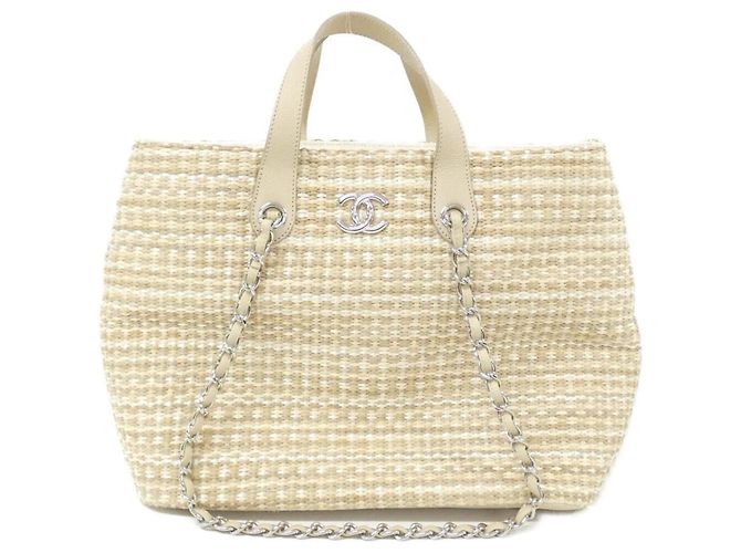 Chanel Handtasche Beige Stroh