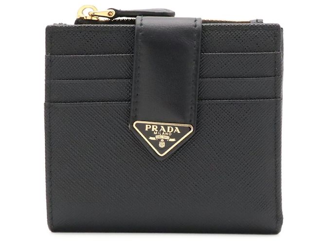 Prada Triangle Compact Wallet Black