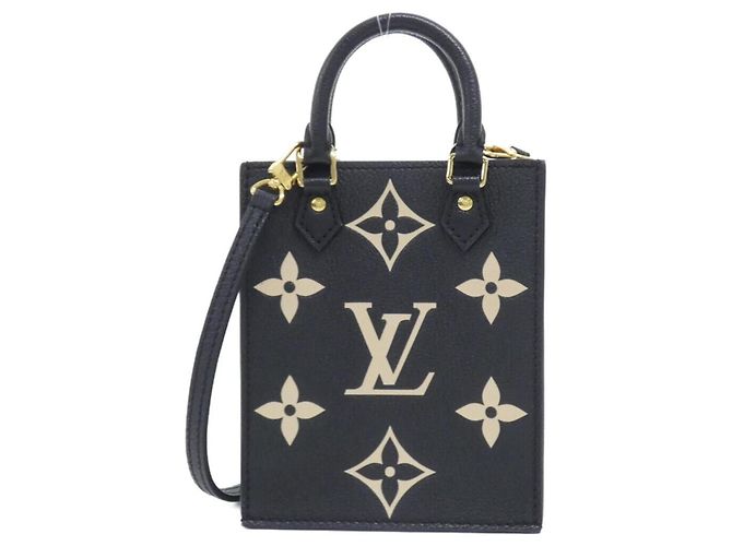 Louis Vuitton Bicolor Monogram Empreinte Petite Sac Plat Noir Beige