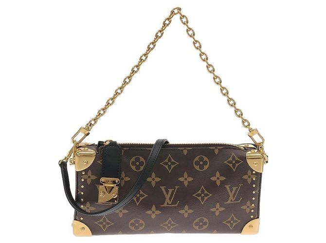 Bolso de hombro Louis Vuitton Monogram Slim Trunk Castaño