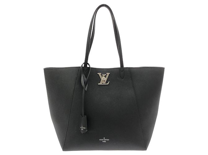 Sac à main Louis Vuitton Taurillon Lockme Cabas Noir