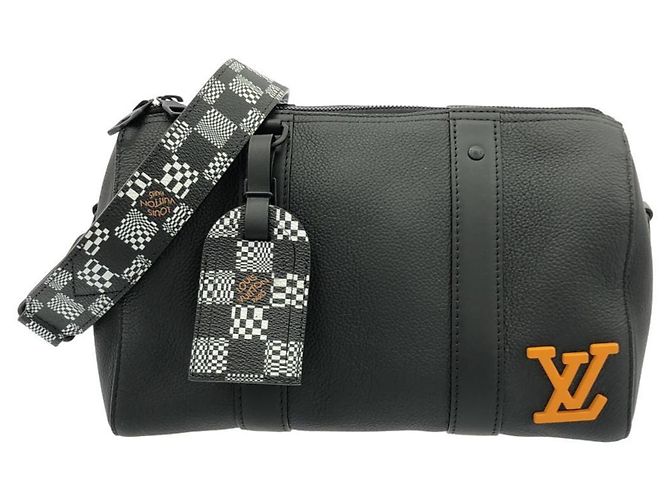 Louis Vuitton Damier Distorted City Keepall Schulttasche Schwarz