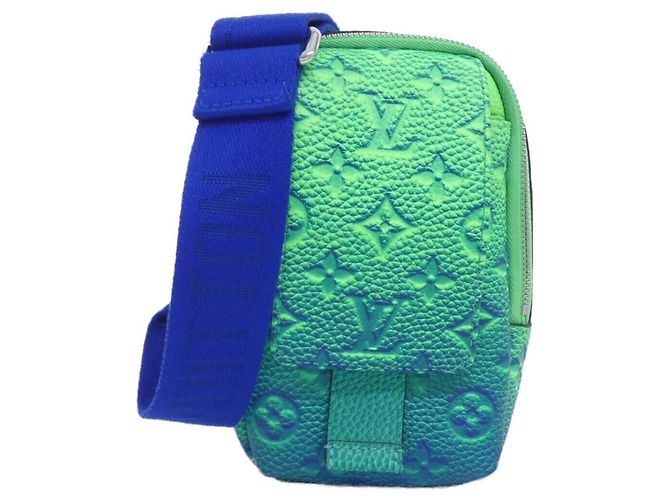 Bolsa Louis Vuitton Taurillon Illusion Double Phone Azul Verde claro