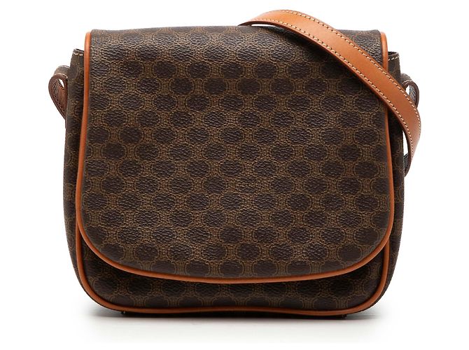 Céline Bolsa Tiracolo Celine Brown Macadam Coated Canvas Marrom