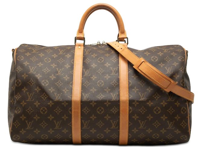 Louis Vuitton Brown Monogram Keepall Bandouliere 50 Marrom