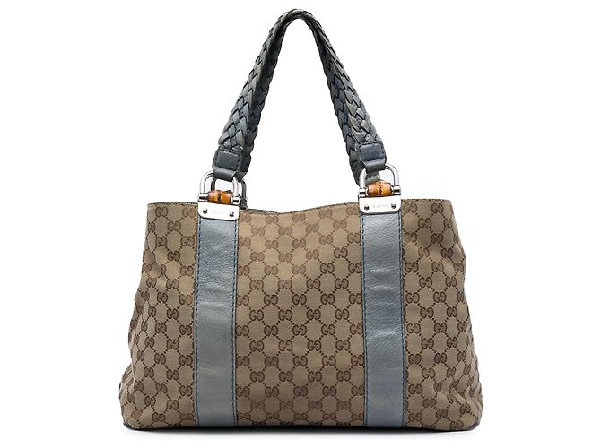 Gucci Beige Medium GG Canvas Bamboo Libeccio Tote