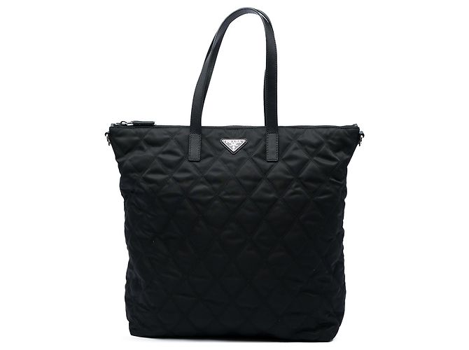 Borsa Satchel Prada in Tessuto Impuntu Nero