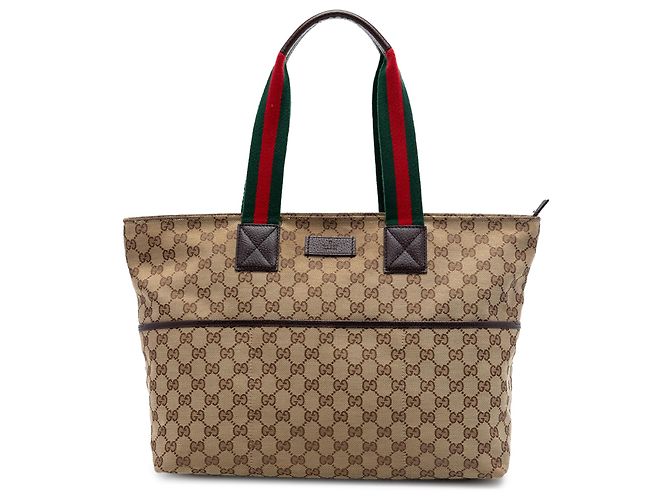 Gucci Beige GG Canvas Web Tote