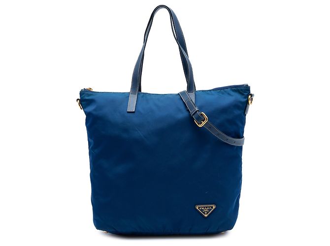 Tote Sac cabas convertible Prada en Tessuto bleu avec fermeture éclair