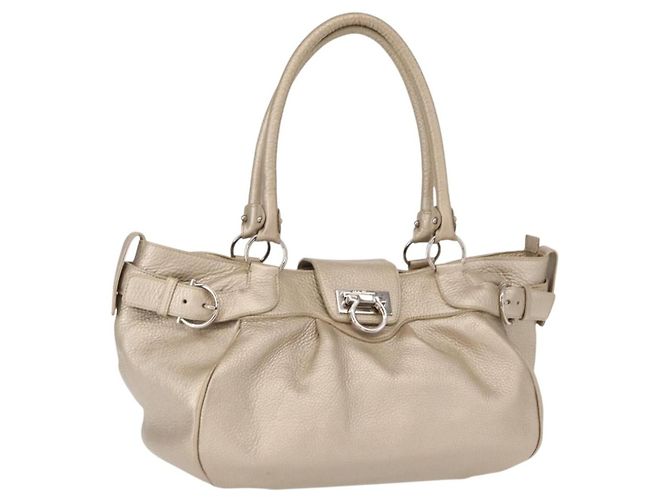 Salvatore Ferragamo Gancini Leather Medium D'oro