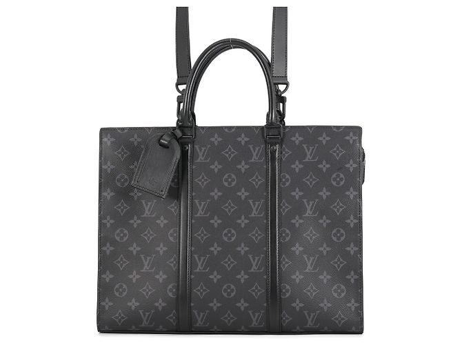 Louis Vuitton Monogram Eclipse Sac Plat Horizontal Zip Tote Bag Noir