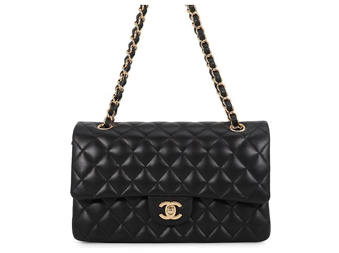 Timeless Chanel Classic Matelassé Schultertasche mit Kette Schwarz