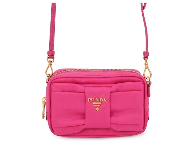 Bolsa de Ombro Prada Ribbon em nylon e couro Rosa