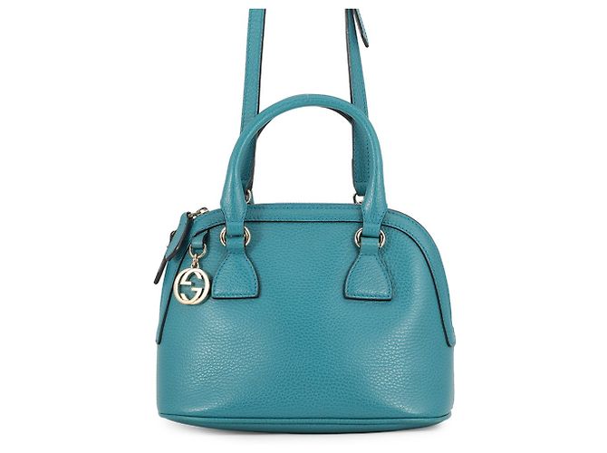 Bolsa de mão em couro Gucci Interlocking G 449661 Turquesa