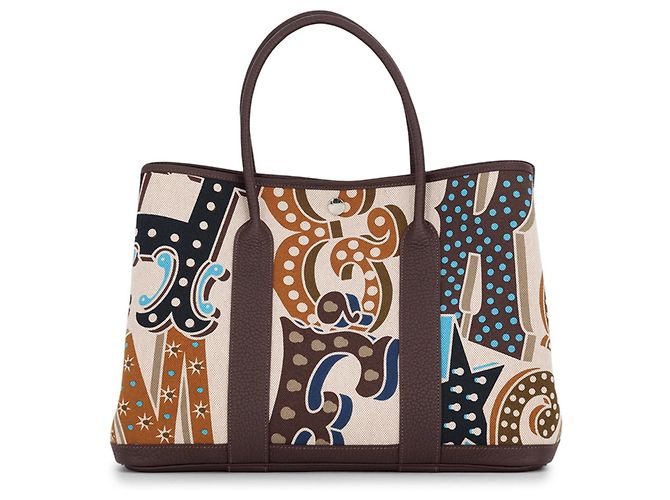 Hermès Hermes Garden PM Tote Bag Beige Cream Caramel Damier ebene