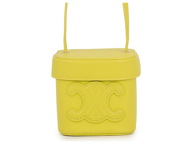 Céline Sac à épaule Celine Small Triomphe en cuir box Jaune