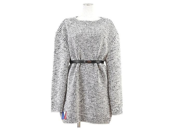 Vestido de Lã Monogram Louis Vuitton Preto Branco