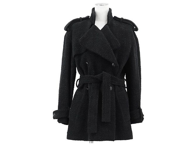 Chanel P73338 Tweed Mantel Schwarz