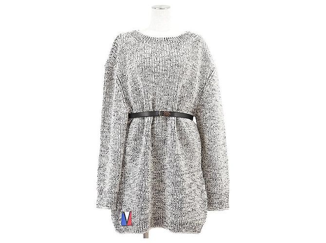 Vestido Louis Vuitton Low Gauge Melange 100% Wool Preto Branco